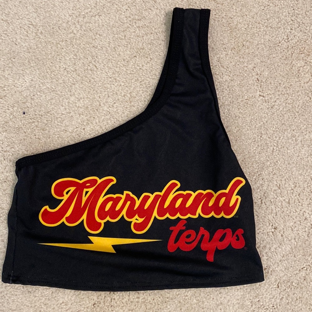 Maryland Terps script one shoulder tube top/tank top